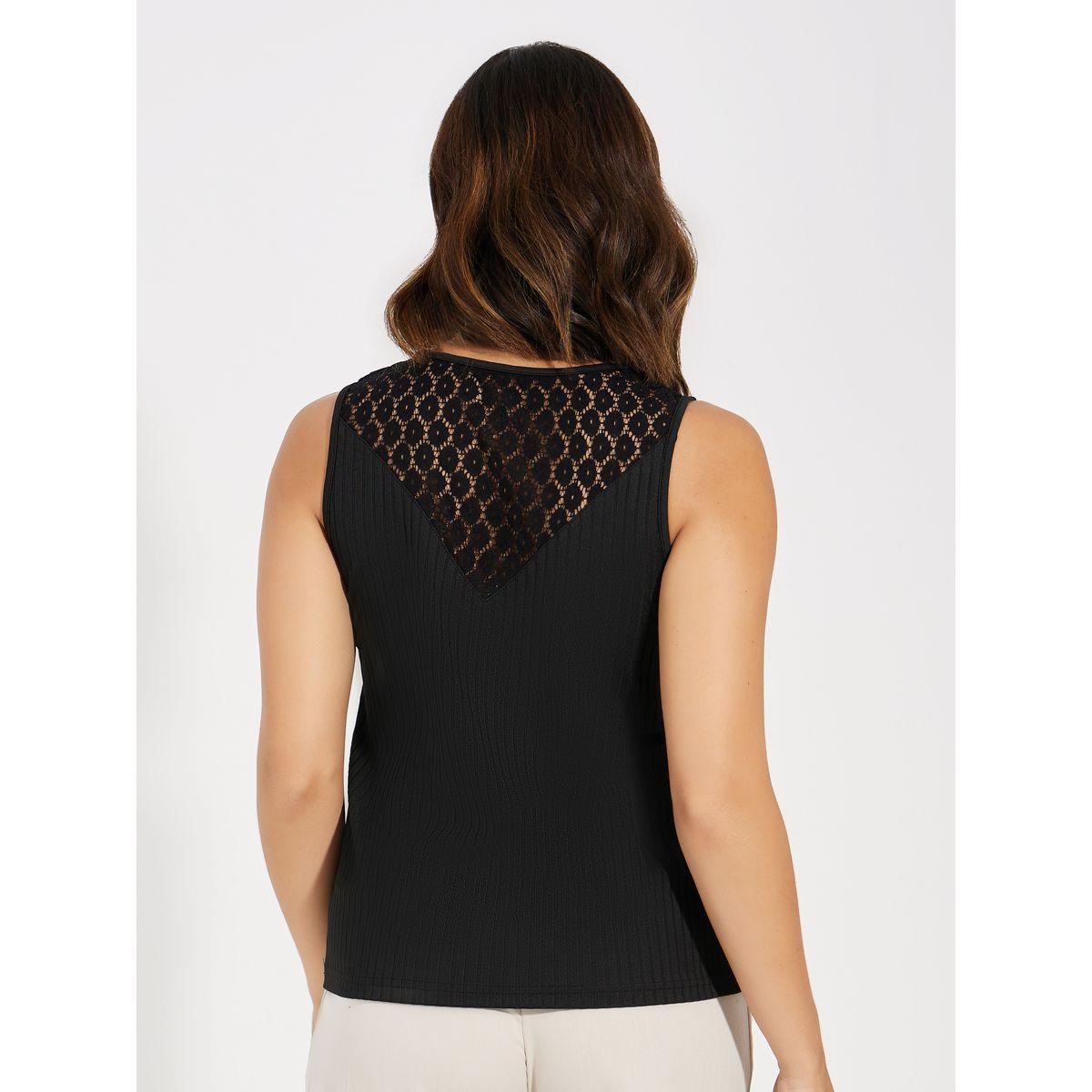 Causey X Styli  Lace Insert V Neck Knit Top-women-clothing-tshirts-image-4