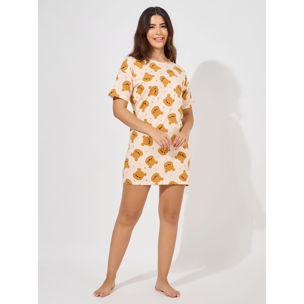 Styli Unwind AOP Bear Drop Shoulder Sleep T-Shirt Dress-women-clothing-nightwear-nighties-image-2