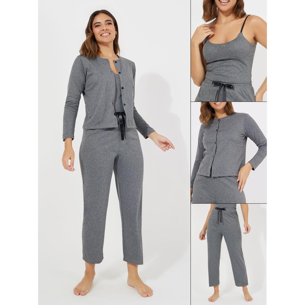 مجموعة من 3 - كارديجان وبنطال مع بلوزة كامي-women-clothing-coordsets-image-1