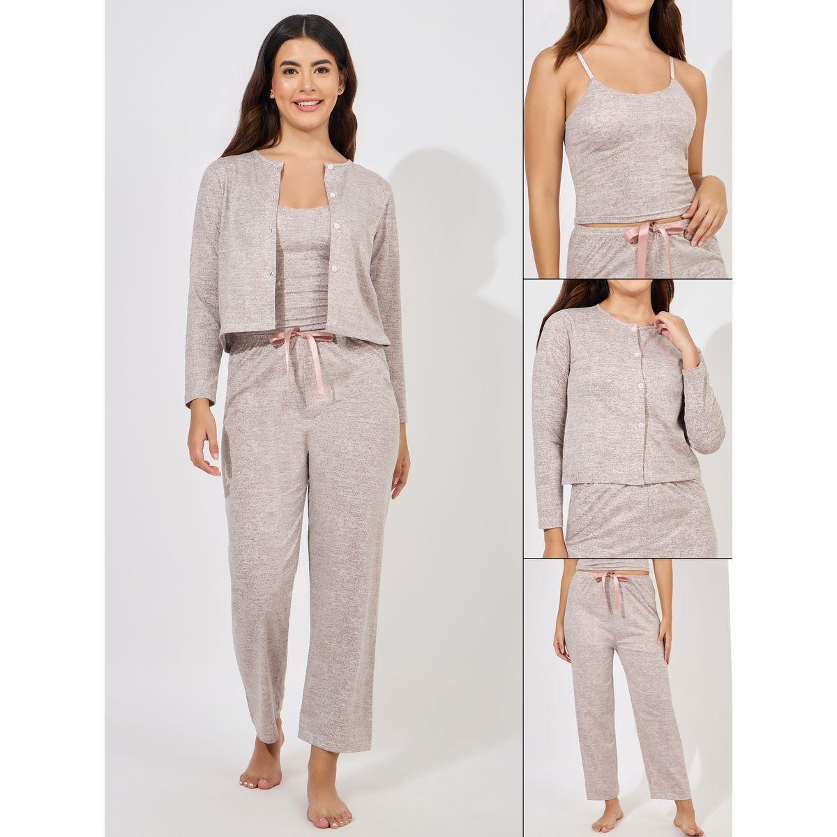 Styli Unwind Pack of 3 - Strappy Cami, Trouser & Button Front Cardigan-women-clothing-coordsets-image-1