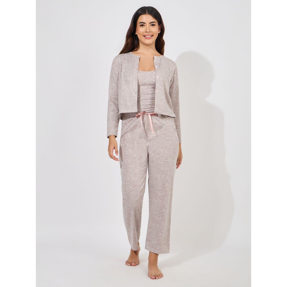 مجموعة من 3 - كارديجان، بنطال مع بلوزة كامي-women-clothing-coordsets-image-2