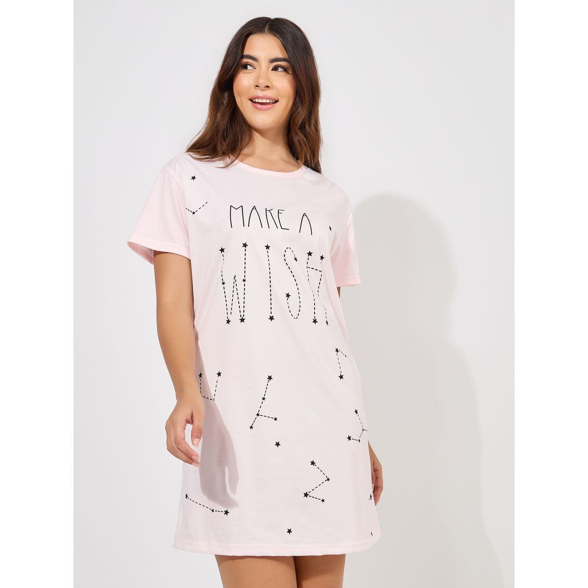 قميص نوم مطبع بنجوم مع كتابة-women-clothing-nightwear-nighties-image-1