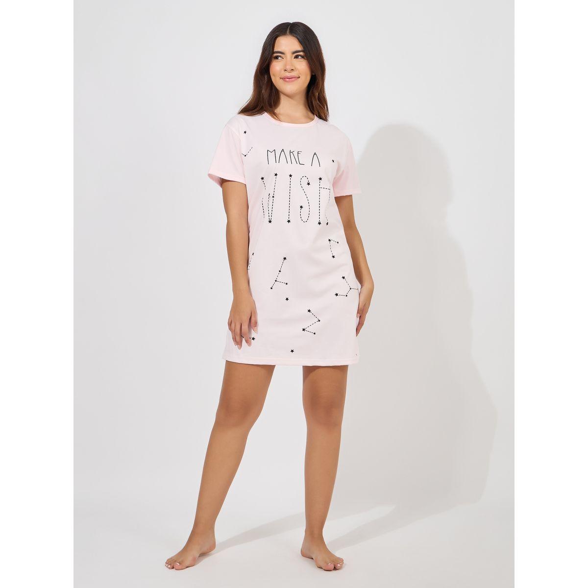 قميص نوم مطبع بنجوم مع كتابة-women-clothing-nightwear-nighties-image-2