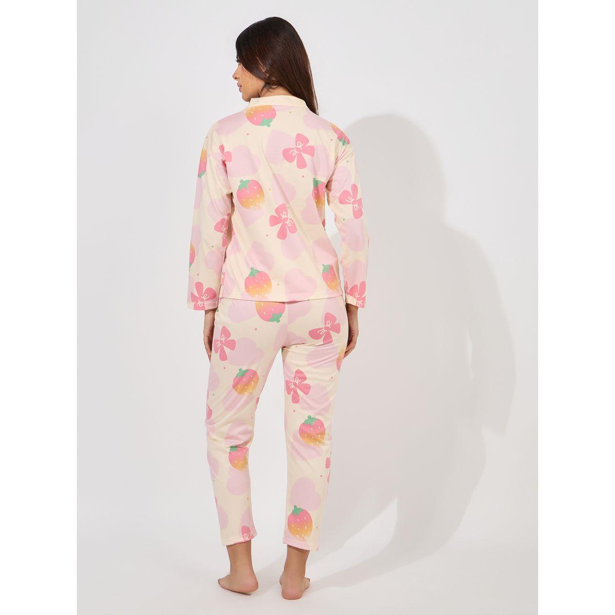Styli Unwind AOP Conversational Collarless Shirt & Pyjama Set-women-clothing-nightwear-pyjamas-longsets-image-5