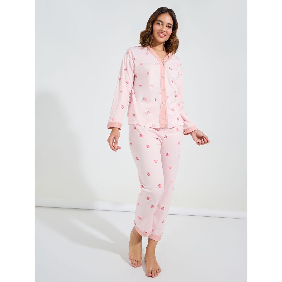 مجموعة من بنطال بيجاما مع بلوزة مطبعة بالكامل-women-clothing-nightwear-pyjamas-longsets-image-2