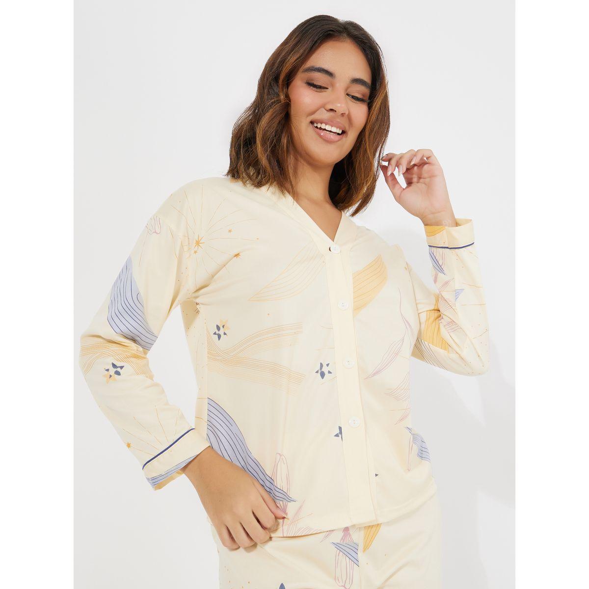 Styli Unwind AOP Floral Collarless Long Sleeve Shirt & Pyjama Set-women-clothing-nightwear-pyjamas-longsets-image-3