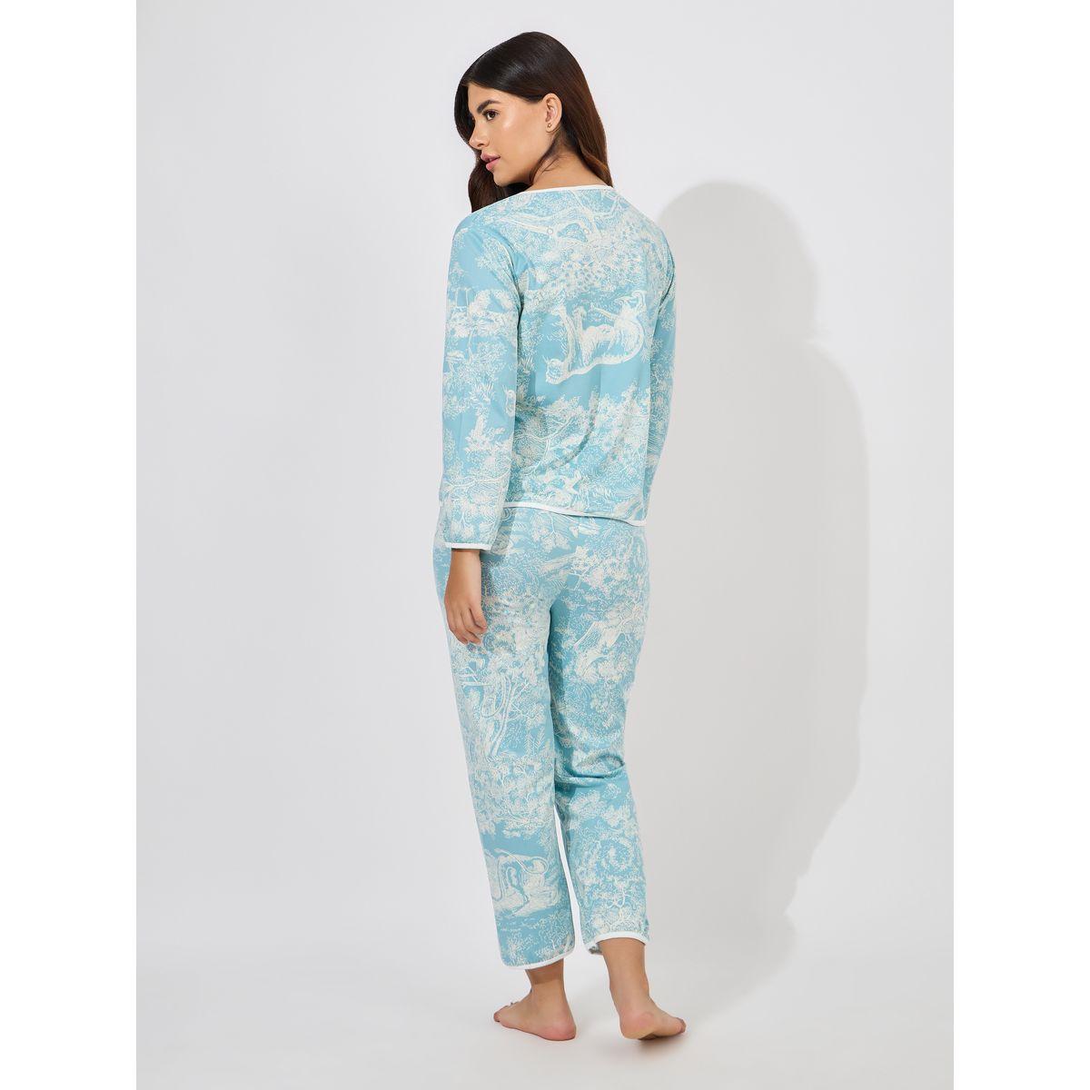 طقم من بنطال بيجاما مع بلوزة مطبعة بالكامل-women-clothing-nightwear-pyjamas-longsets-image-4