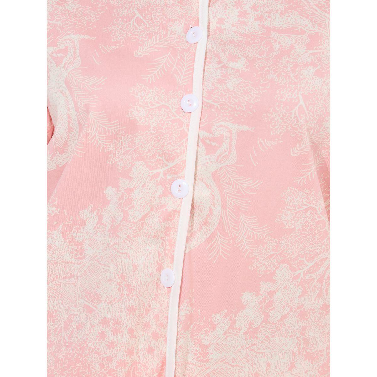 Styli Unwind AOP Floral Scene Contrast Edge Collarless Shirt & Pyjama Set-women-clothing-nightwear-pyjamas-longsets-image-3