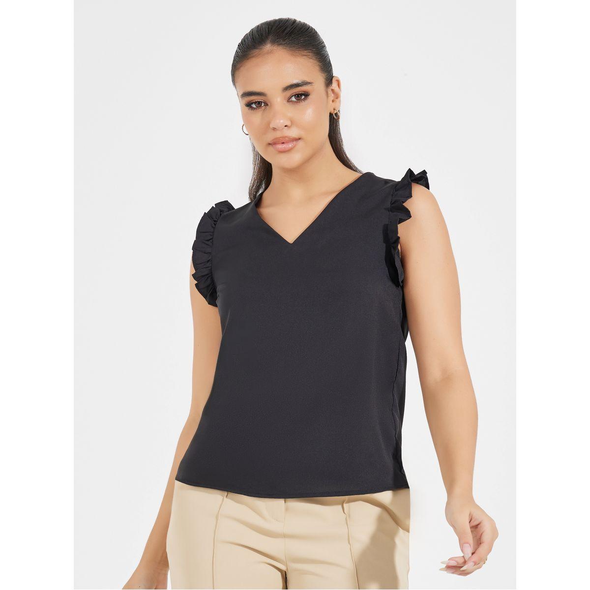 بلوزة بلا اكمام مع تفاصيل كشكش-women-clothing-shirtsandblouses-blouses-image-3