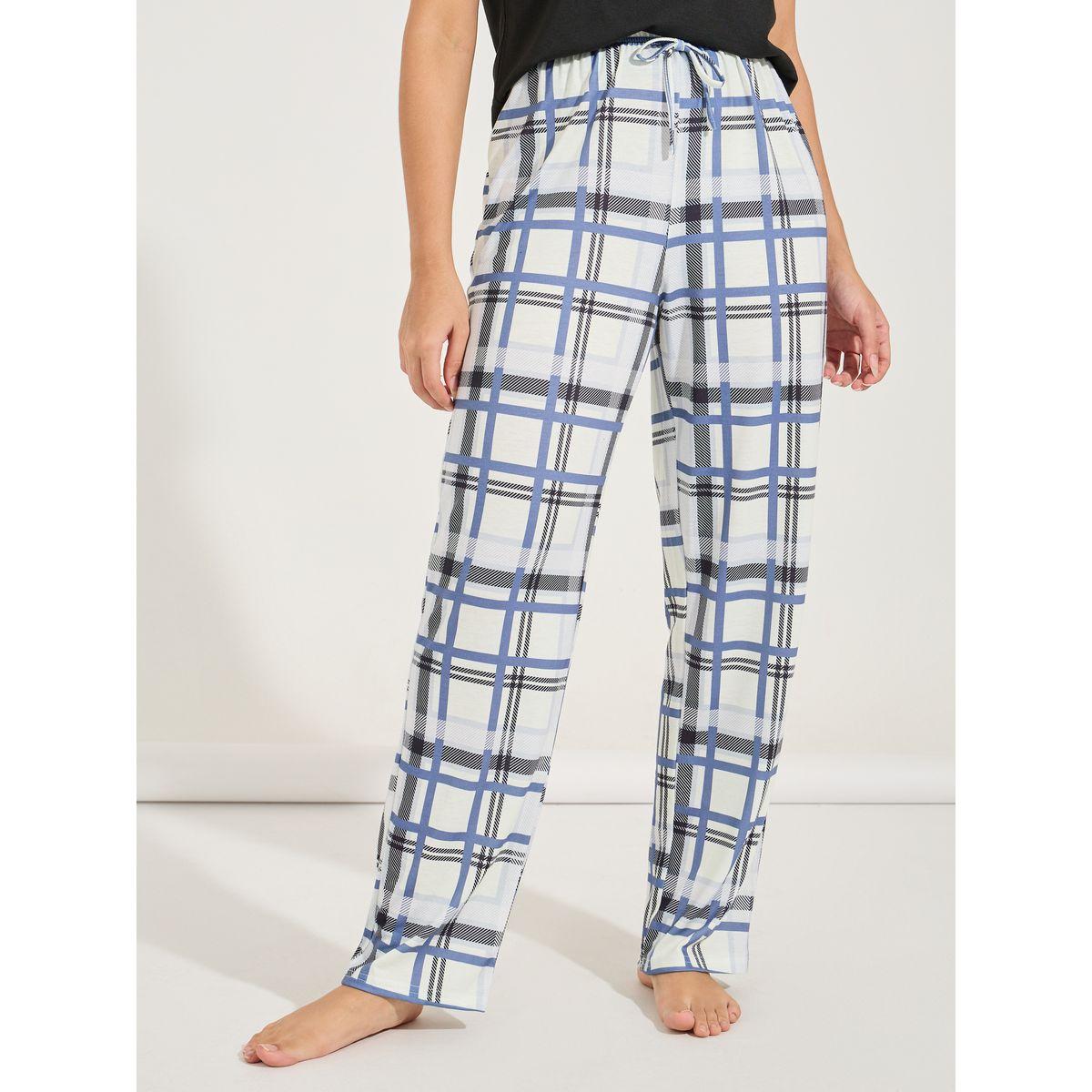 Styli Unwind Check Printed Pocket T-Shirt & Pyjama Set-women-clothing-nightwear-pyjamas-longsets-image-5