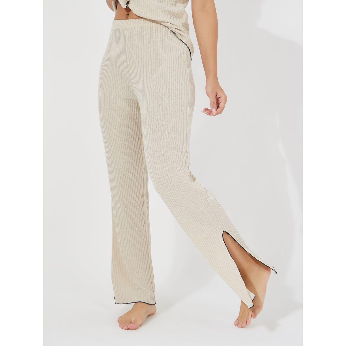 طقم من بنطال بيجاما مع بلوزة مضلعة بازرار-women-clothing-nightwear-pyjamas-longsets-image-5