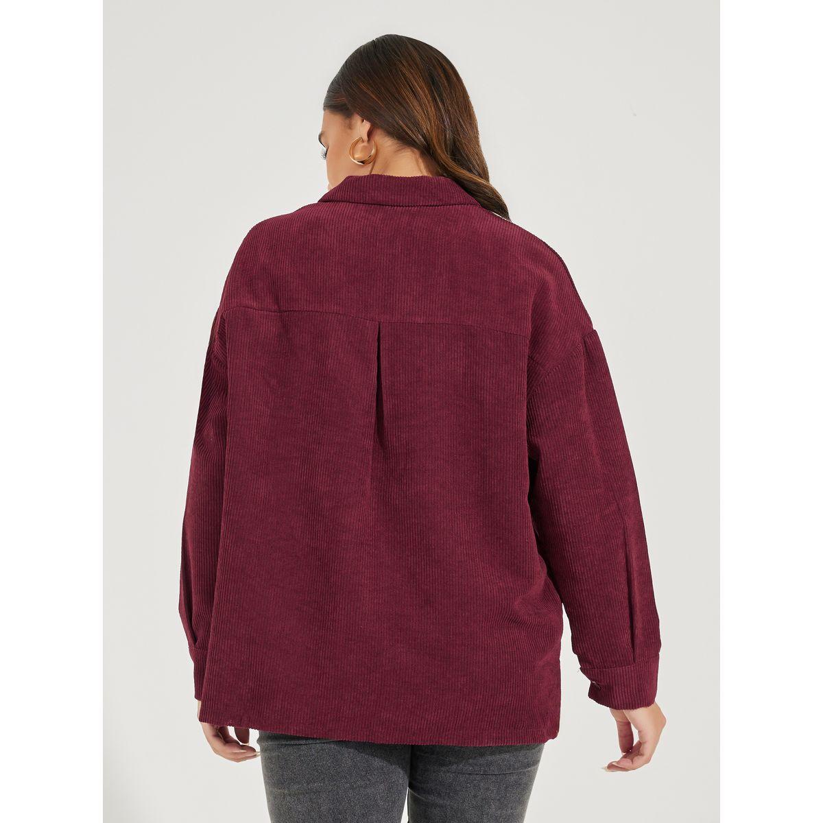 Styli Oversized Longline Corduroy Shacket-women-winterwear-coatsandjackets-jackets-image-5