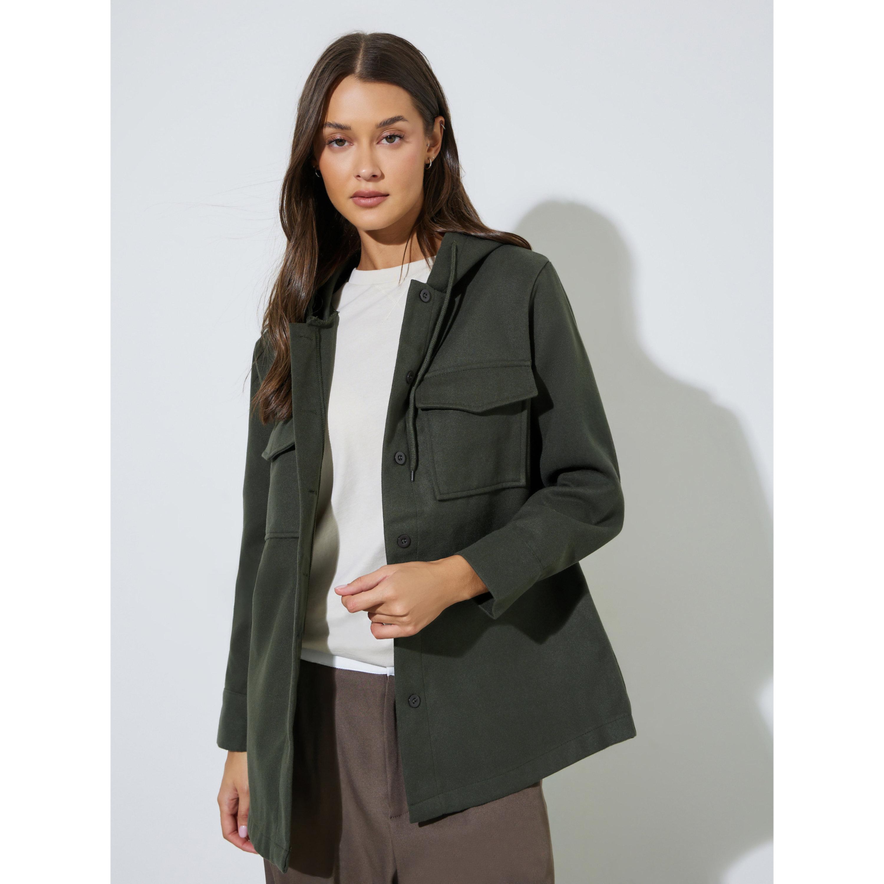 Styli Charcoal Longline Hooded Shacket-women-winterwear-coatsandjackets-jackets-image-3
