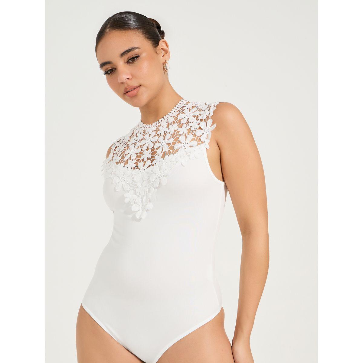 Styli Sleeveless Lace Yoke Bodysuit-women-clothing-tshirts-image-1