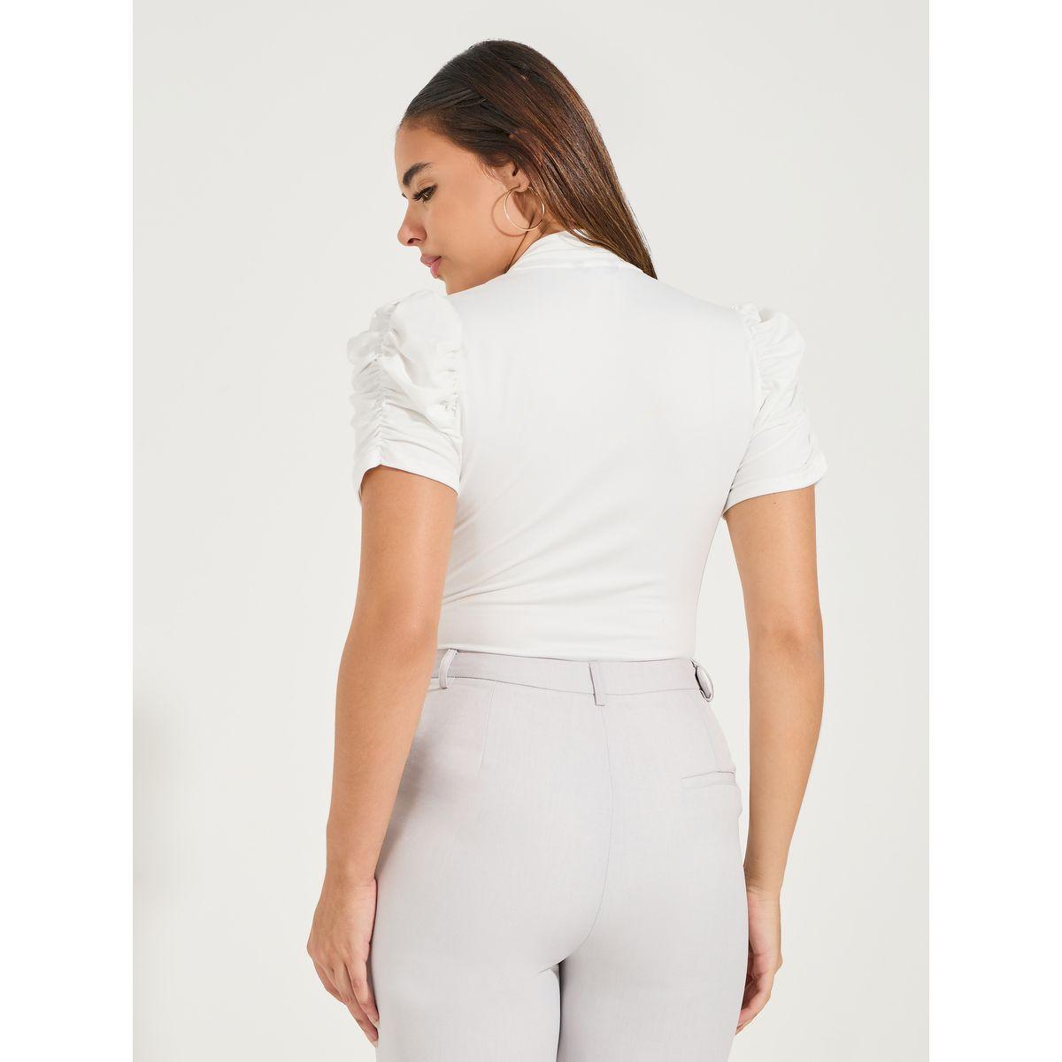 Styli Solid Puff Sleeve Mock Wrap Bodysuit-women-clothing-shirtsandblouses-blouses-image-5