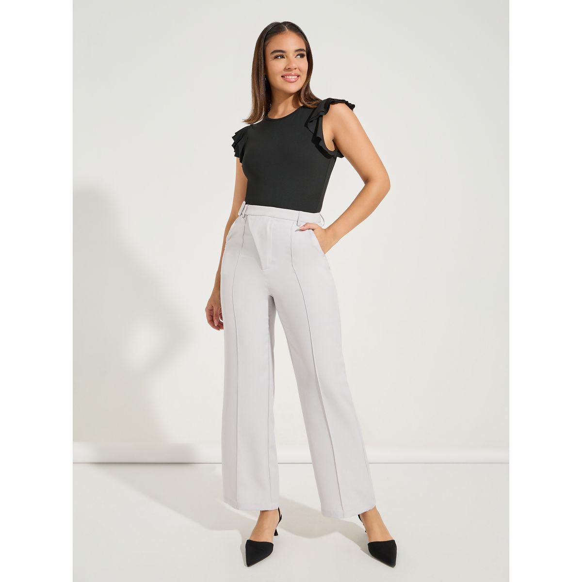 Styli Solid Round Neck Frill Sleeve Bodysuit-women-clothing-shirtsandblouses-blouses-image-3