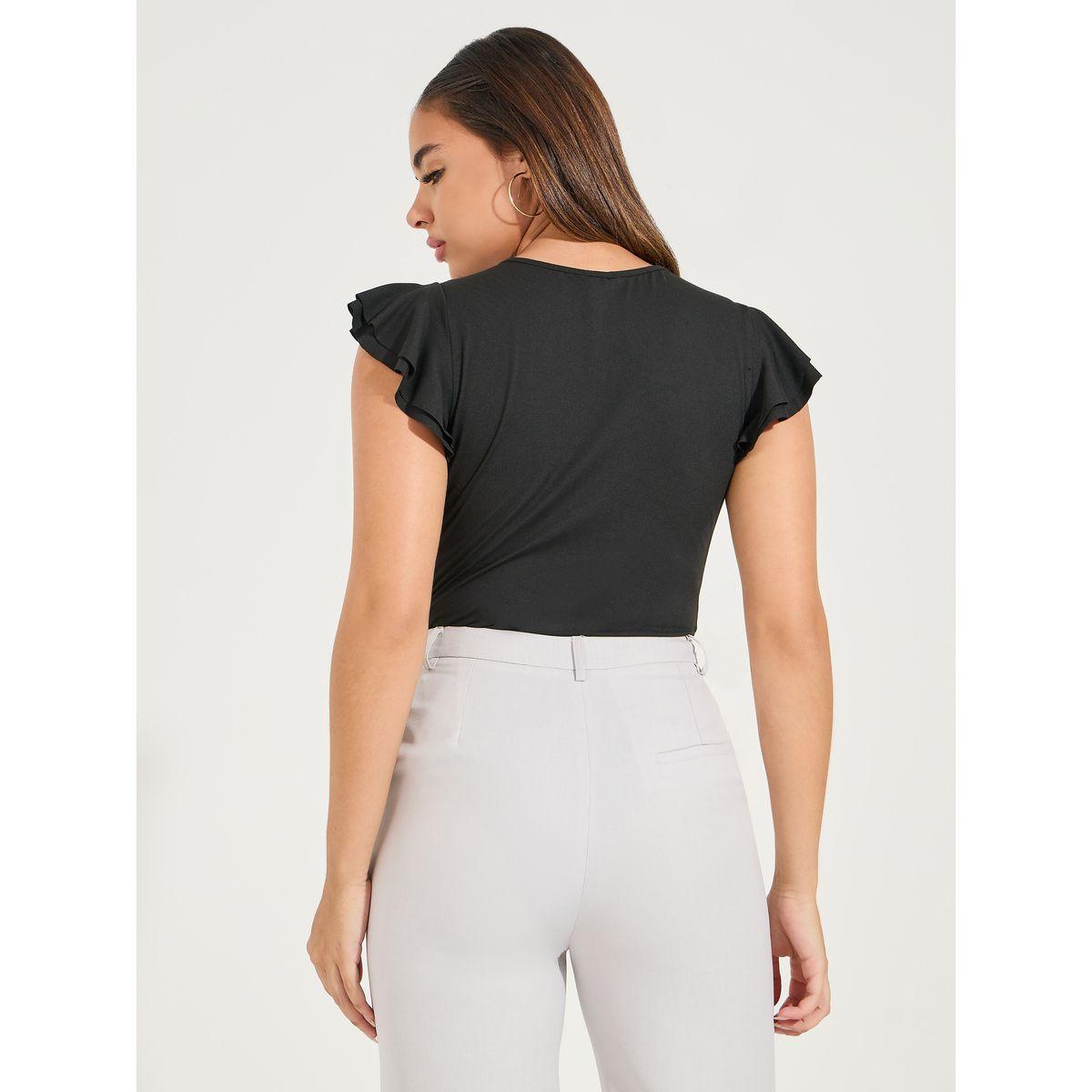 Styli Solid Round Neck Frill Sleeve Bodysuit-women-clothing-shirtsandblouses-blouses-image-5