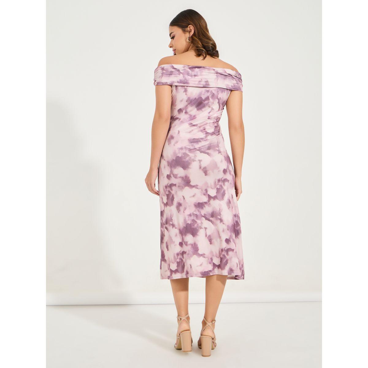 فستان ميدي باكتاف مكشوفة وتفاصيل مزمومة-women-clothing-dresses-image-6