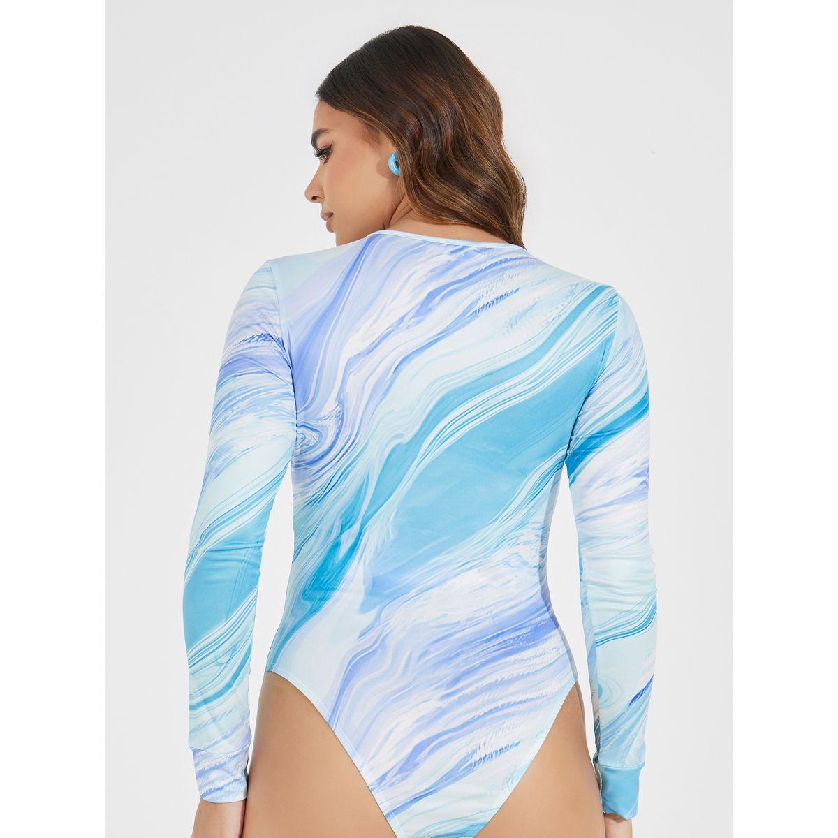 Styli Marbled Print Round Neck Bodysuit-women-clothing-shirtsandblouses-blouses-image-5