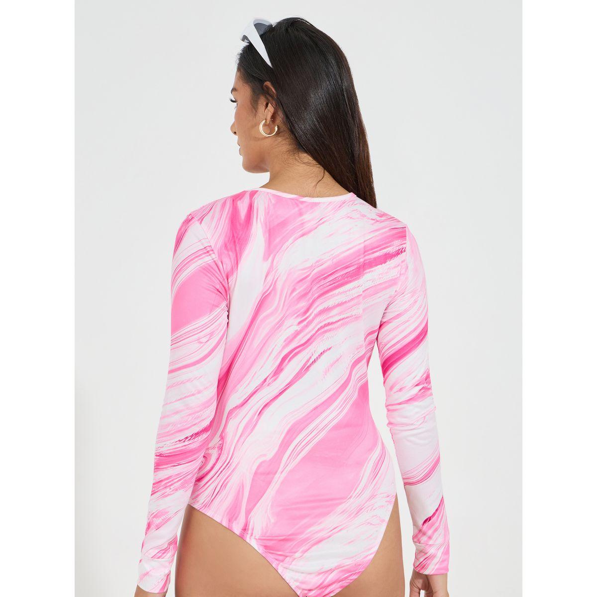 Styli Marbled Print Round Neck Bodysuit-women-clothing-shirtsandblouses-blouses-image-5