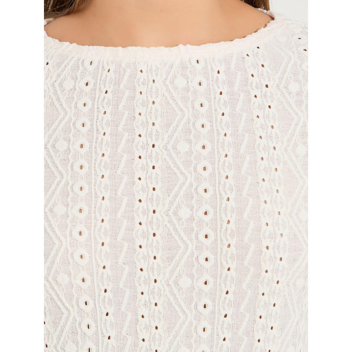 Styli Knit Pointelle Top with Boat Neck & Short Sleeve-women-clothing-shirtsandblouses-blouses-image-3