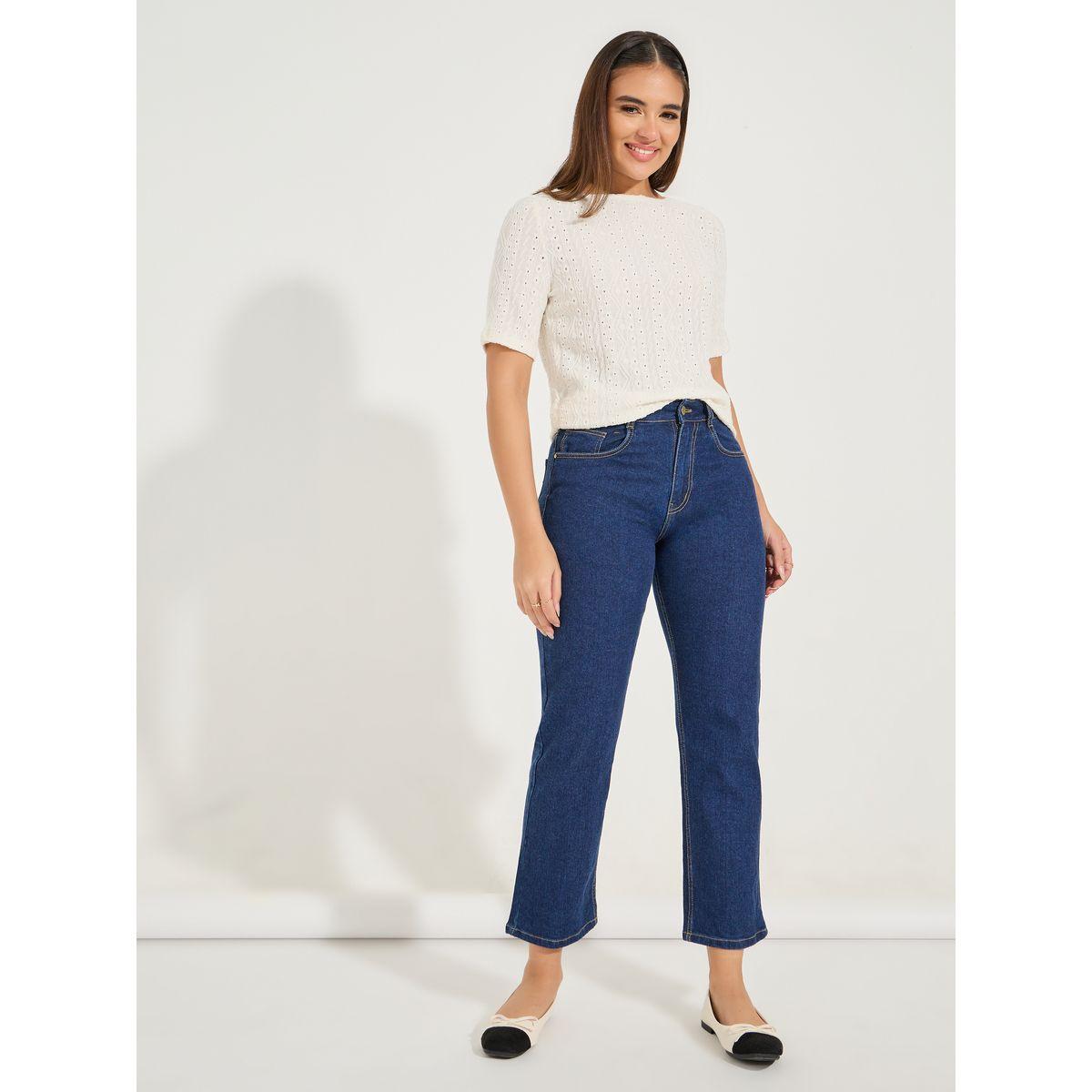 Styli Knit Pointelle Top with Boat Neck & Short Sleeve-women-clothing-shirtsandblouses-blouses-image-4