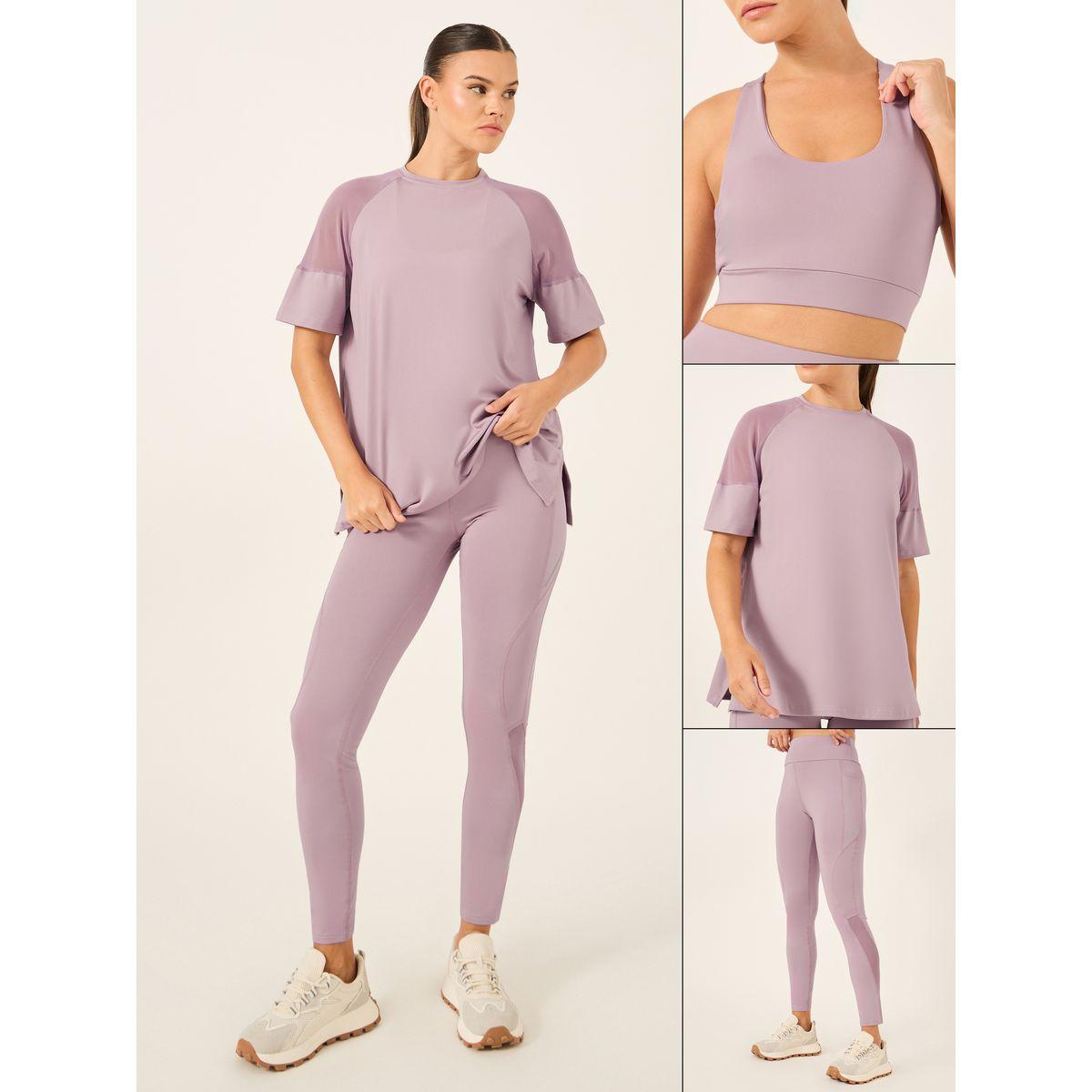مجموعة من ليقنز وصدرية رياضية مع بلوزة بتفاصيل شبك-women-clothing-sportswearandactivewear-trackpantsandtracksuits-image-1