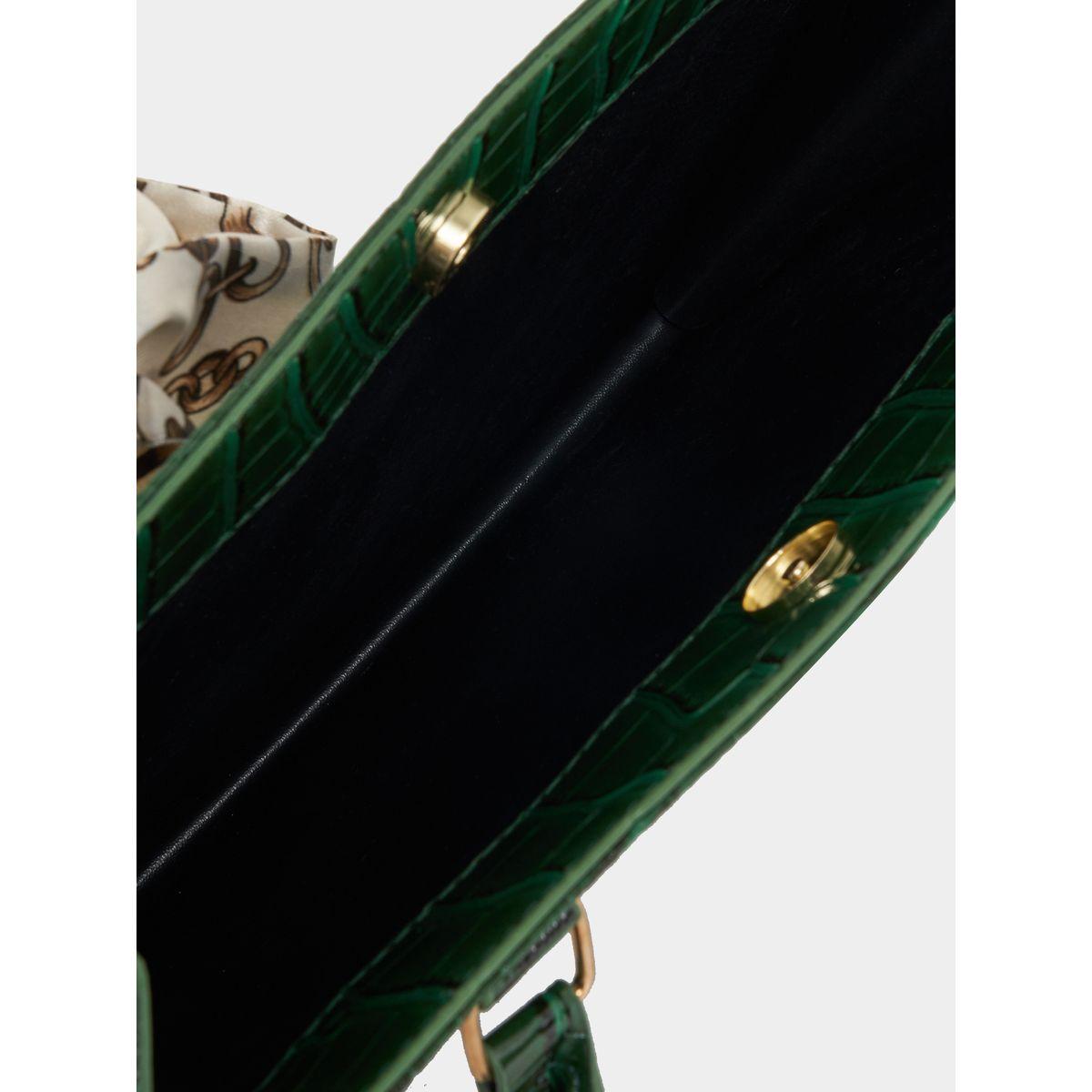 Styli Croc Textured Bag with Ribbon Detail-women-bagsandwallets-handbags-image-4