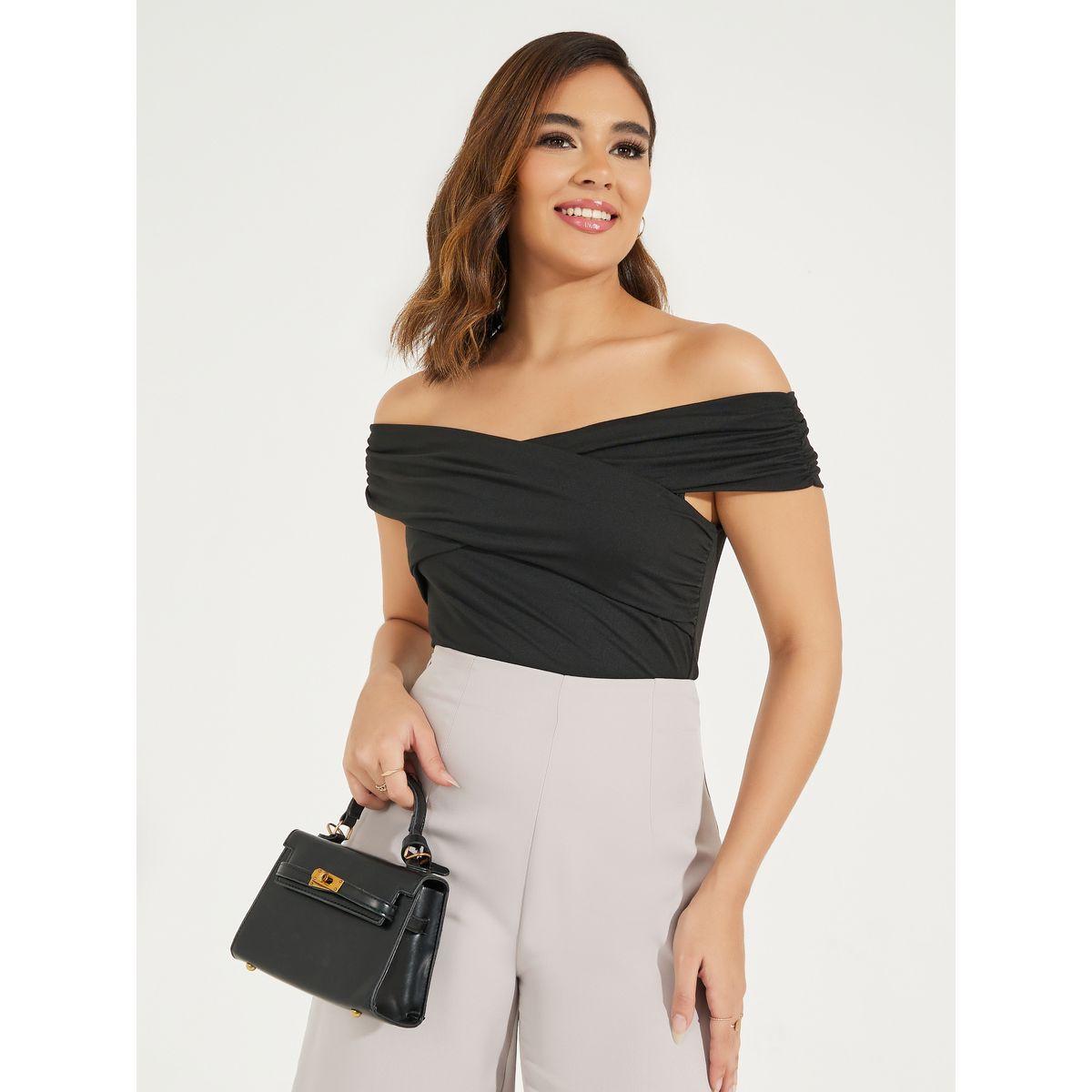 Styli Solid Off Shoulder Bodysuit with Wrap Detail-women-clothing-shirtsandblouses-blouses-image-3