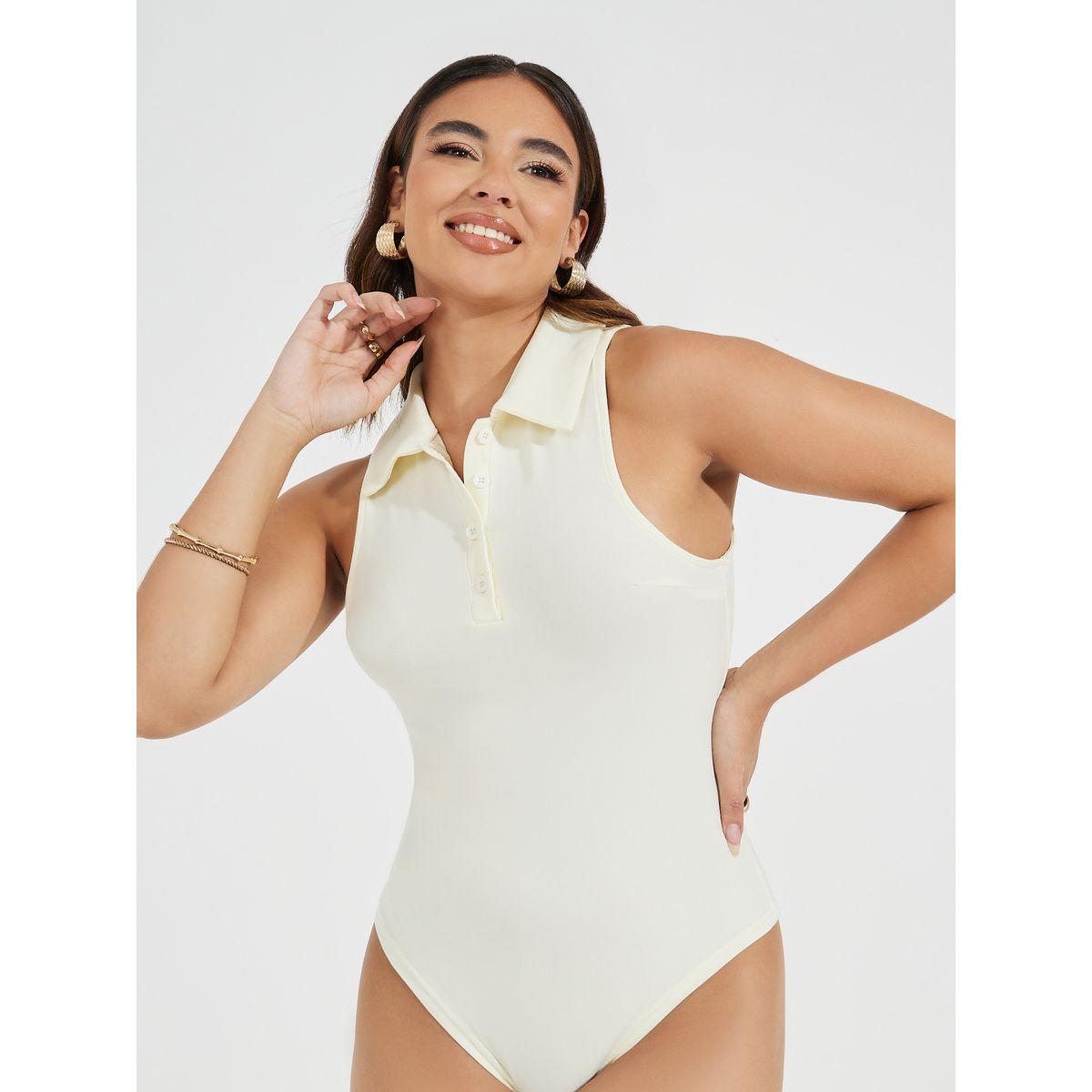Styli Solid Sleeveless Knit Collared Bodysuit-women-clothing-tshirts-image-1