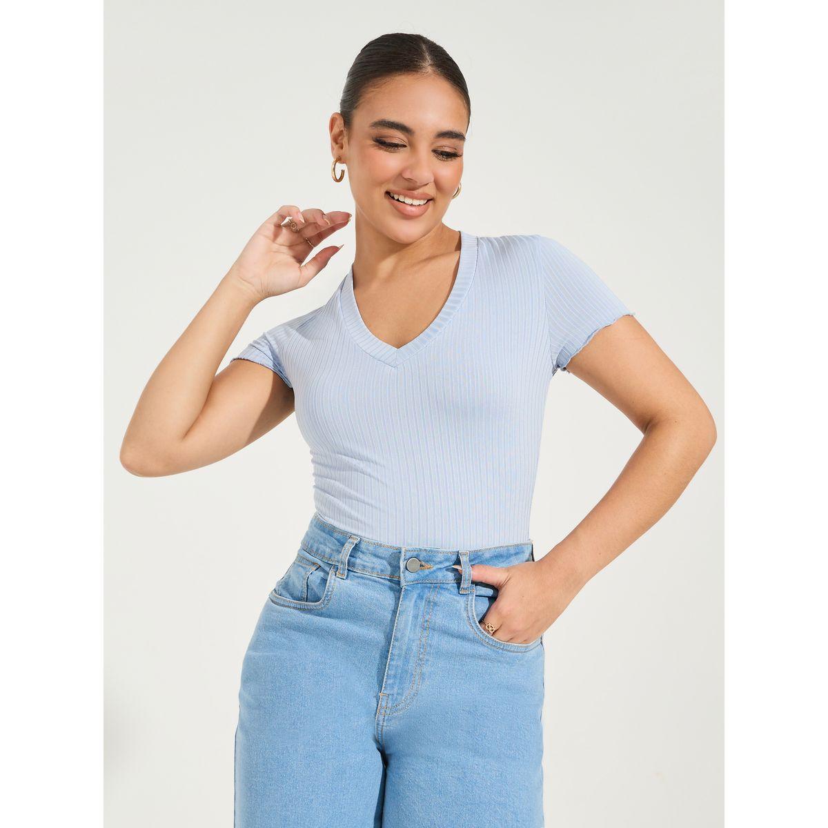 Styli Rib V Neck Bodysuit-women-clothing-shirtsandblouses-blouses-image-3
