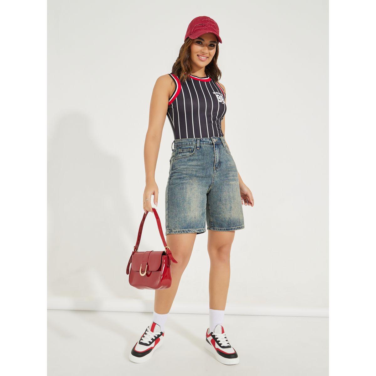 Styli Striped Rib Neck Sleeveless Bodysuit with Logo Detail-women-clothing-shirtsandblouses-blouses-image-3