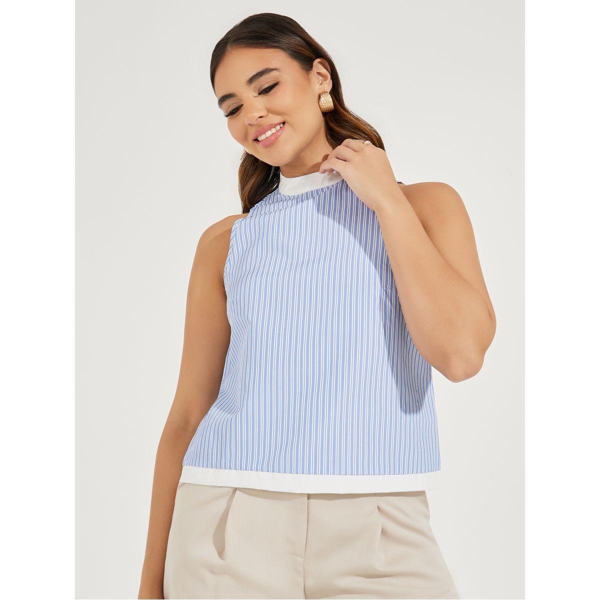 Styli Striped Halter Neck Top with Tie-Back-women-clothing-shirtsandblouses-blouses-image-1