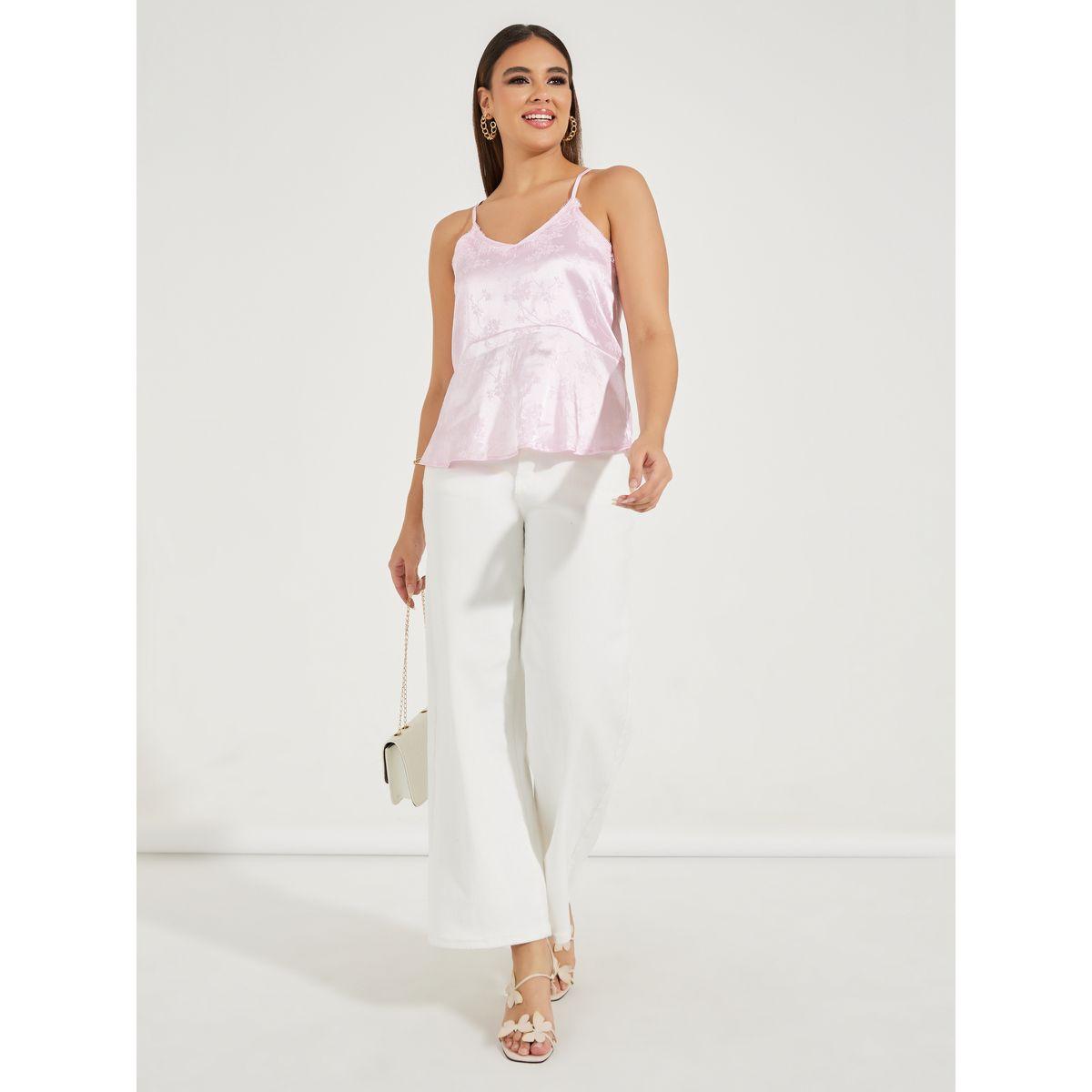 Styli Jacquard Lace Insert Cami-women-clothing-tshirts-image-2