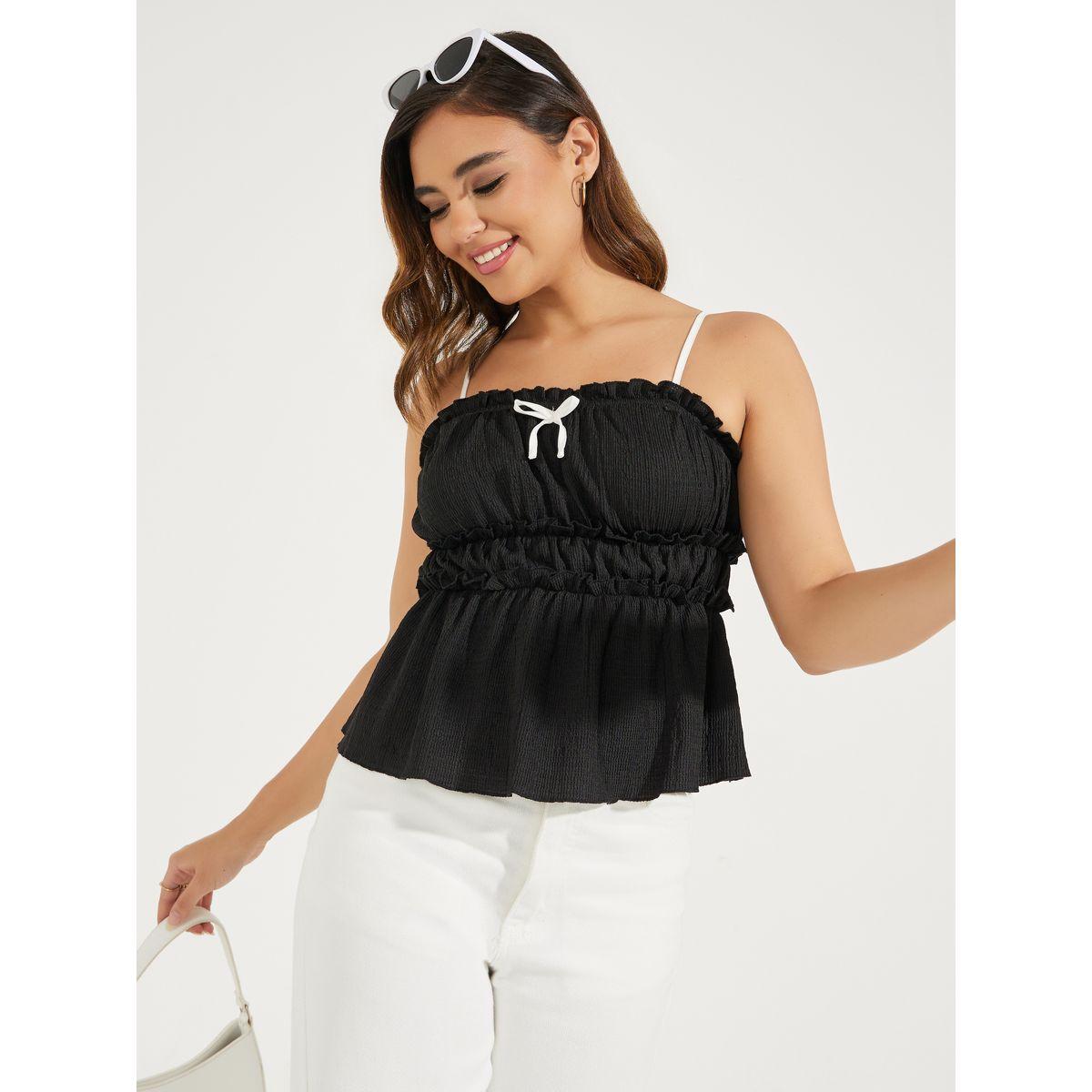 Styli Gathered Strappy Square Neck Top-women-clothing-shirtsandblouses-blouses-image-1