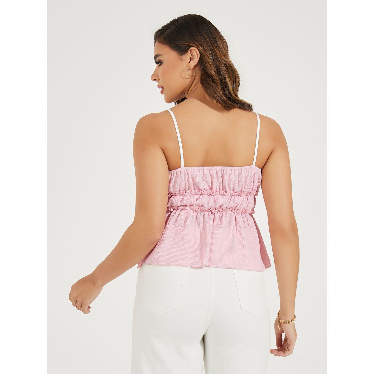 بلوزة بقصة عادية وحمالات مع ياقة واسعة-women-clothing-shirtsandblouses-blouses-image-4