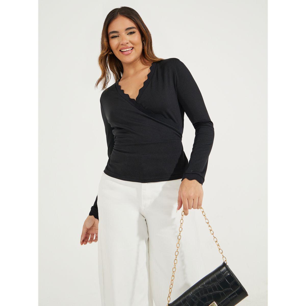 بلوزة سادة محبوكة بنمط لف مع اكمام طويلة-women-clothing-shirtsandblouses-blouses-image-3