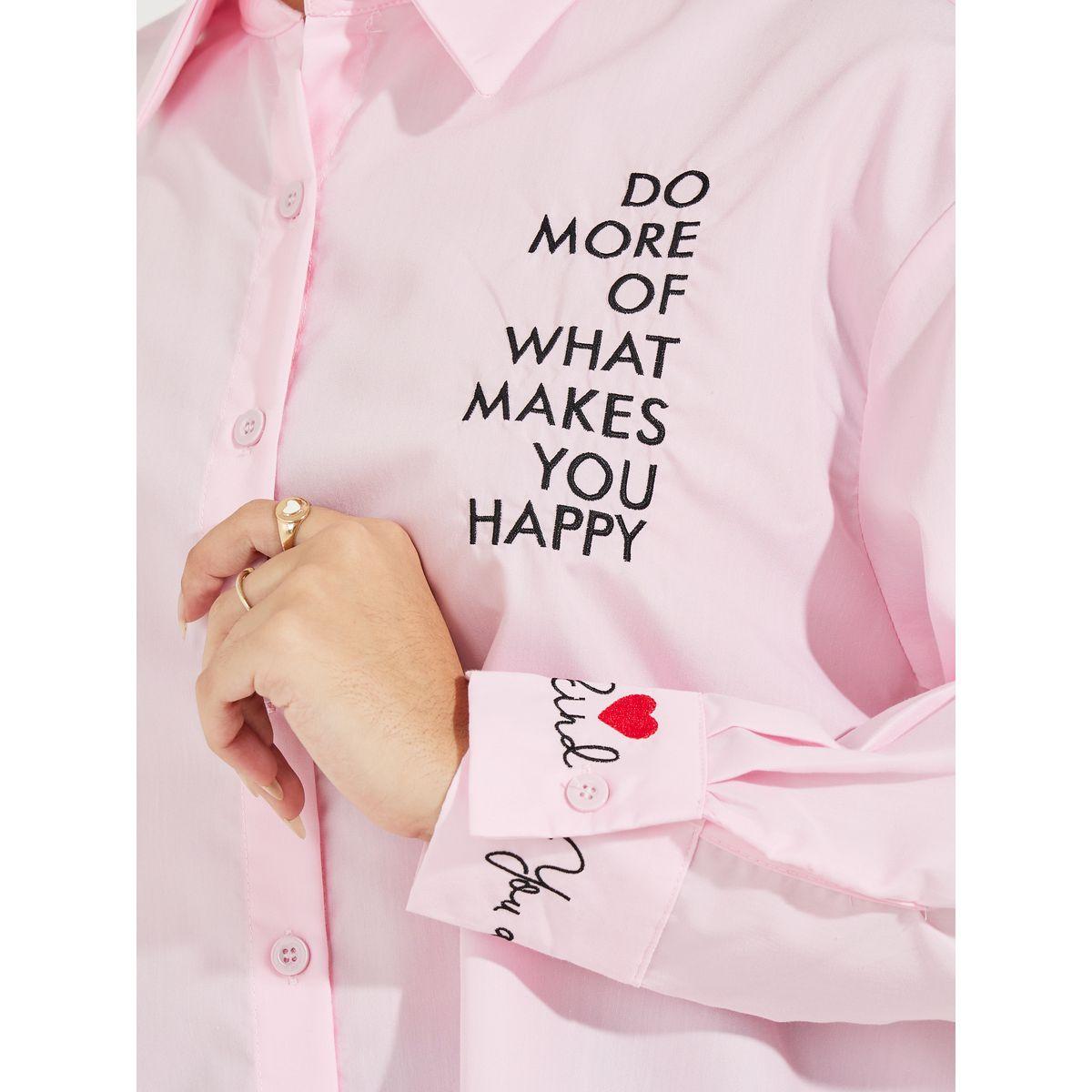 Styli Oversized Embroidery Detail Buttoned Longline Shirt-women-clothing-shirtsandblouses-shirts-image-4