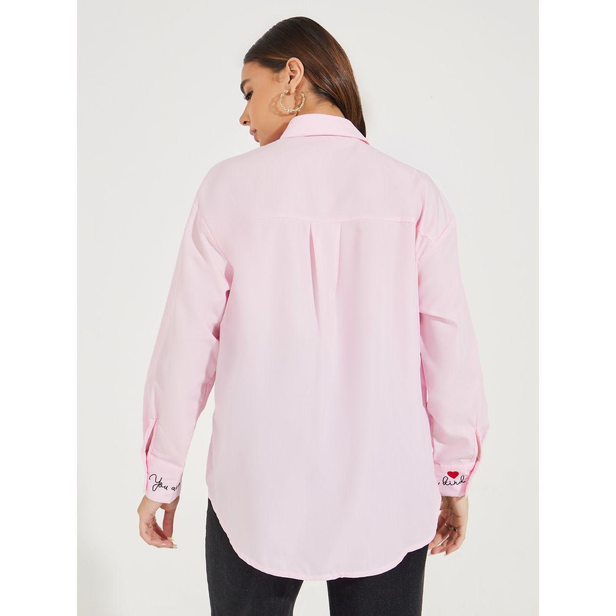 Styli Oversized Embroidery Detail Buttoned Longline Shirt-women-clothing-shirtsandblouses-shirts-image-5