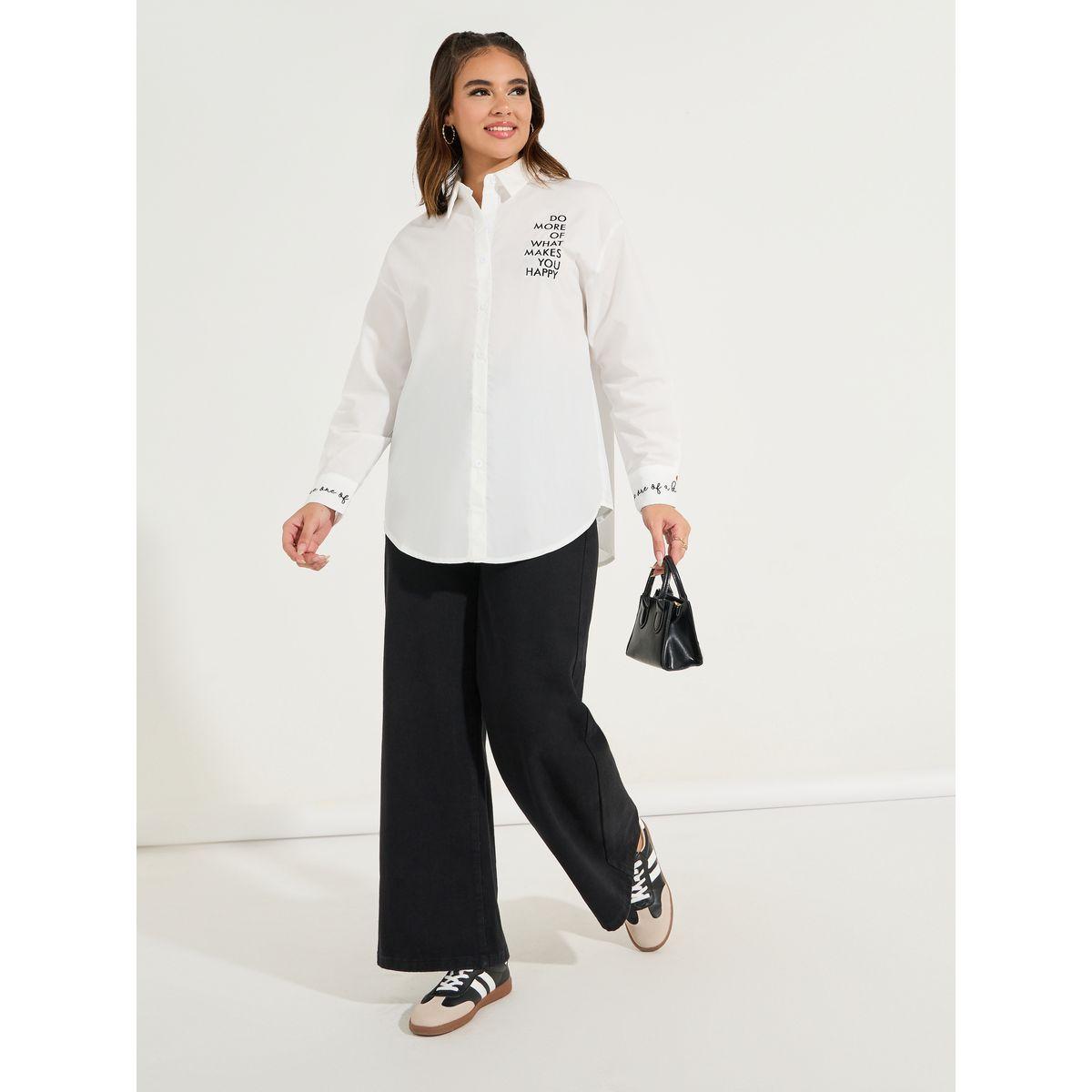 Styli Oversized Embroidery Detail Button Down Shirt-women-clothing-shirtsandblouses-shirts-image-2