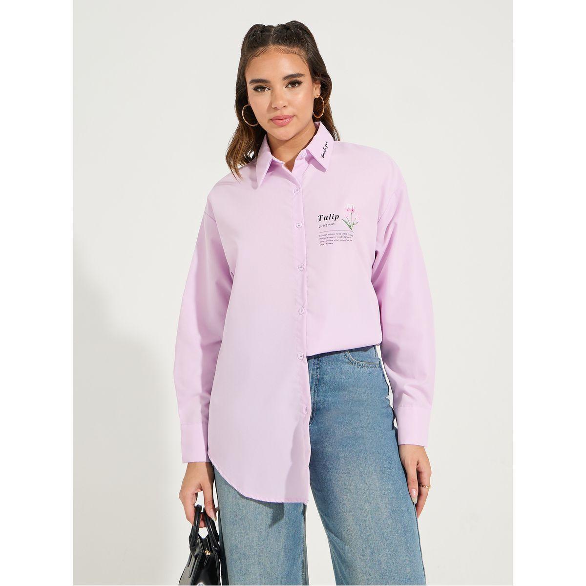 Styli Oversized Embroidery Detail Button Down Shirt-women-clothing-shirtsandblouses-shirts-image-1