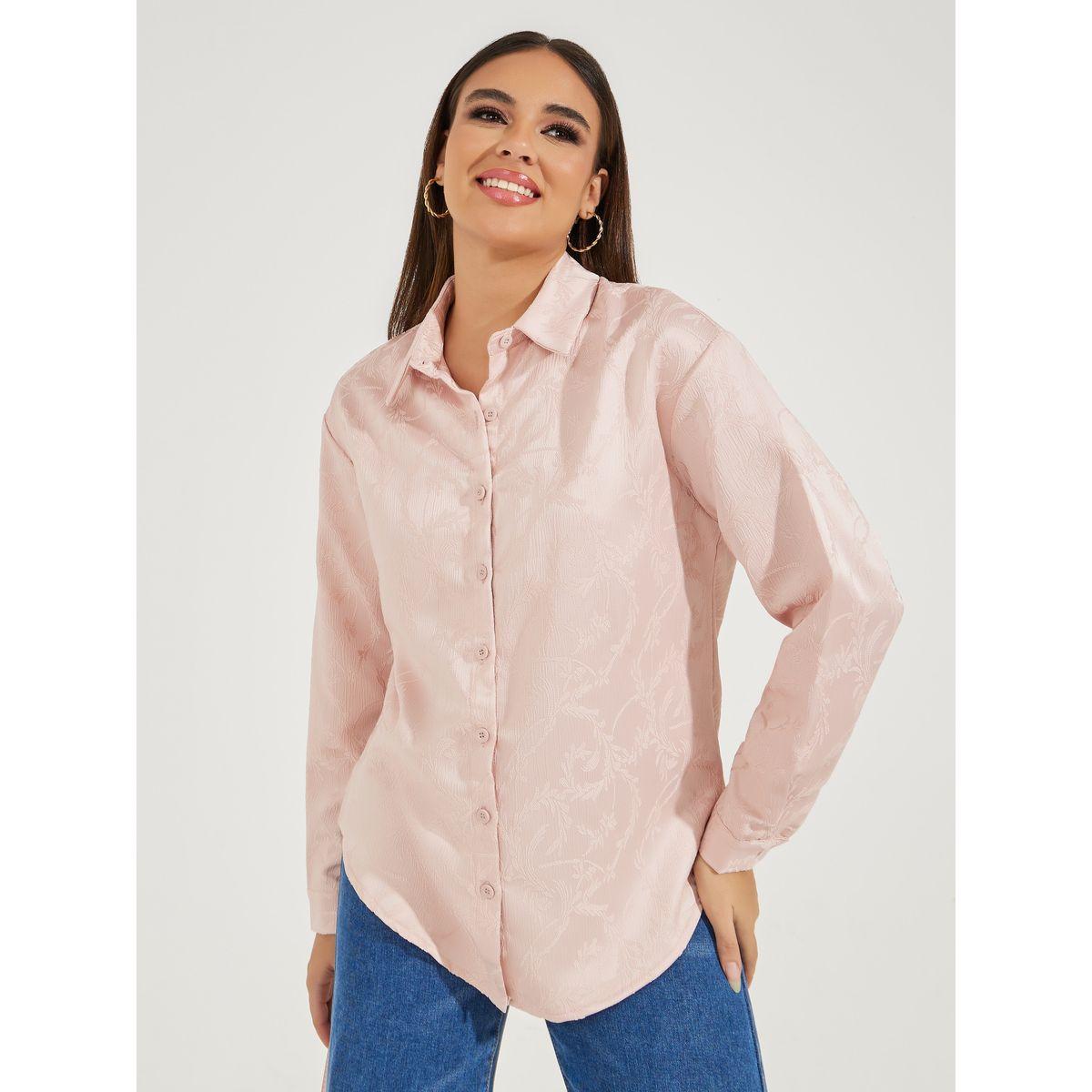 بلوزة بقصة سائبة وازرار مع اكمام طويلة-women-clothing-shirtsandblouses-shirts-image-1