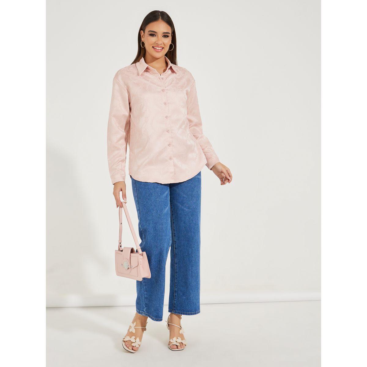 بلوزة بقصة سائبة وازرار مع اكمام طويلة-women-clothing-shirtsandblouses-shirts-image-2