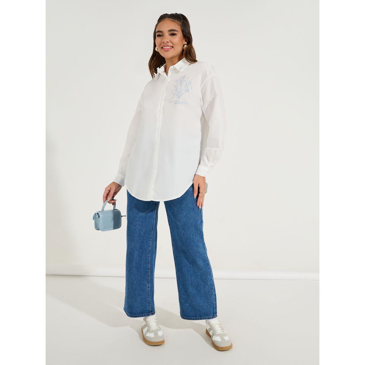 بلوزة فضفاضة بازرار مع تفاصيل مُطرّزة-women-clothing-shirtsandblouses-shirts-image-2