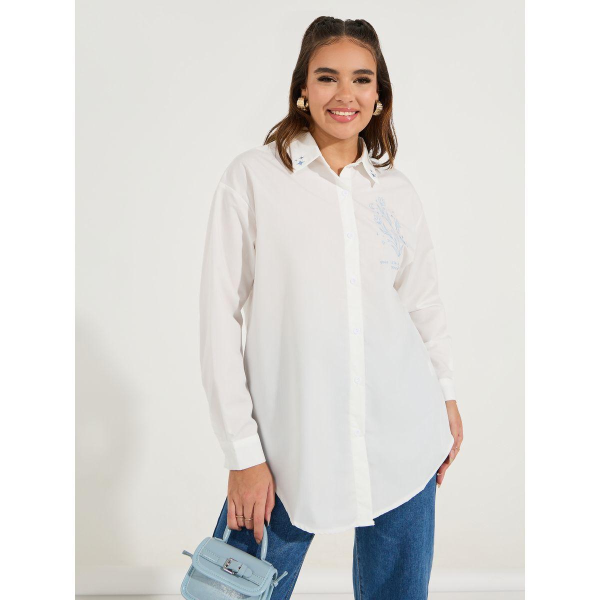 Styli Oversized Embroidery Detail Button Down Shirt-women-clothing-shirtsandblouses-shirts-image-3