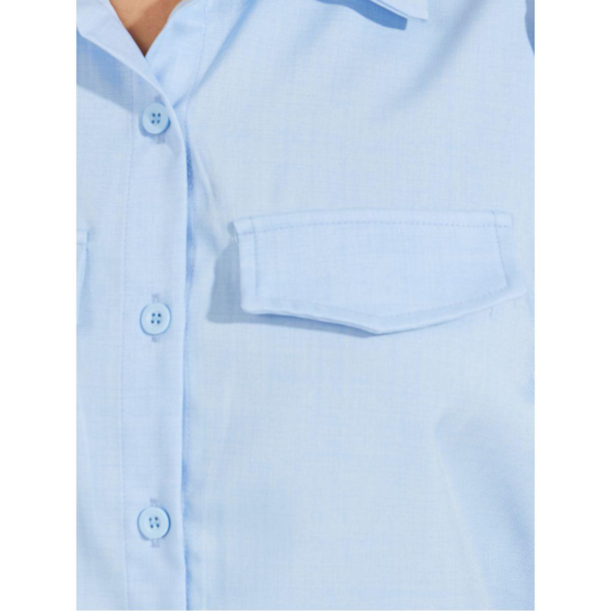 بلوزة سادة بازرار غلق مع اكمام منفوخة-women-clothing-shirtsandblouses-shirts-image-4
