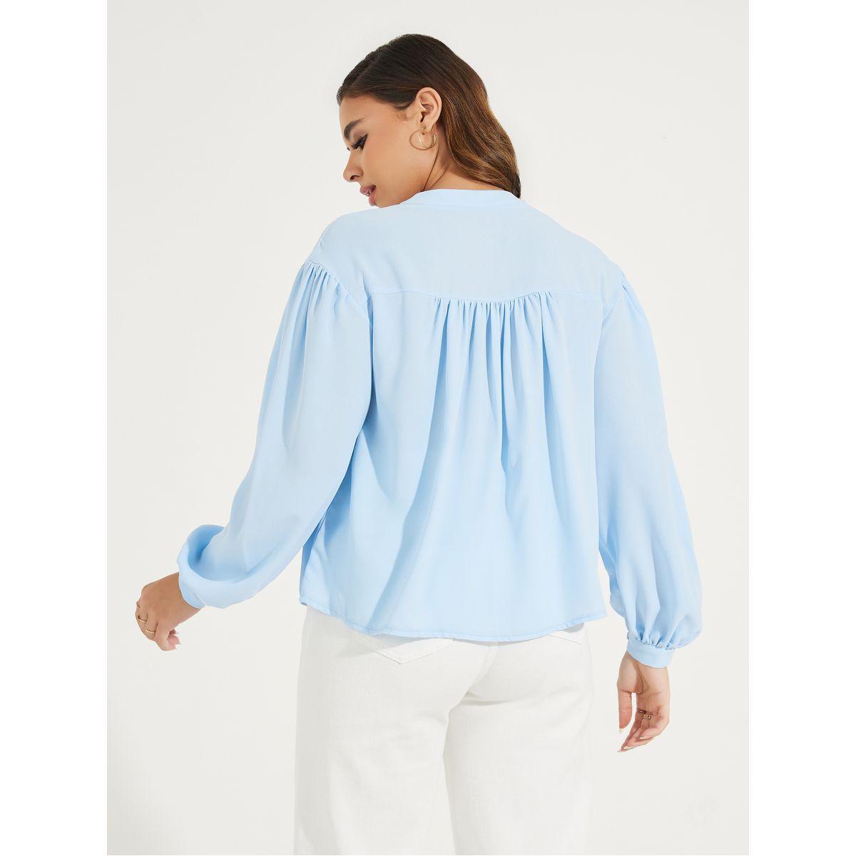 بلوزة باكمام بالون وتفاصيل مُطرّزة مع ياقة باربطة-women-clothing-shirtsandblouses-blouses-image-6