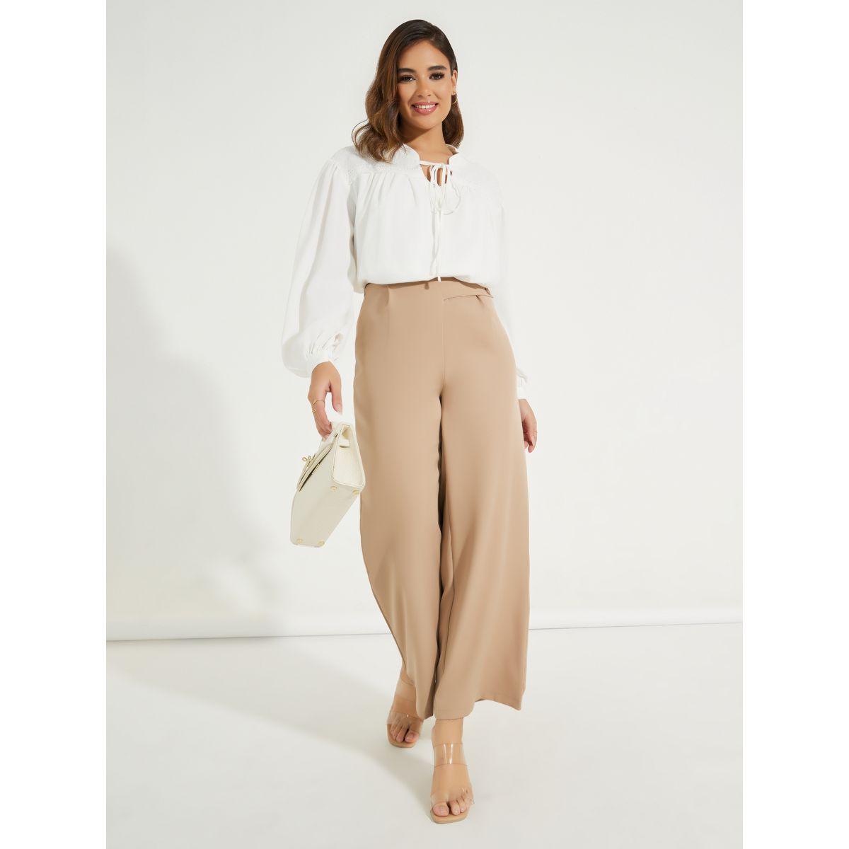 Styli Embroidery Detail Tie-Up Neck Blouse-women-clothing-shirtsandblouses-blouses-image-2