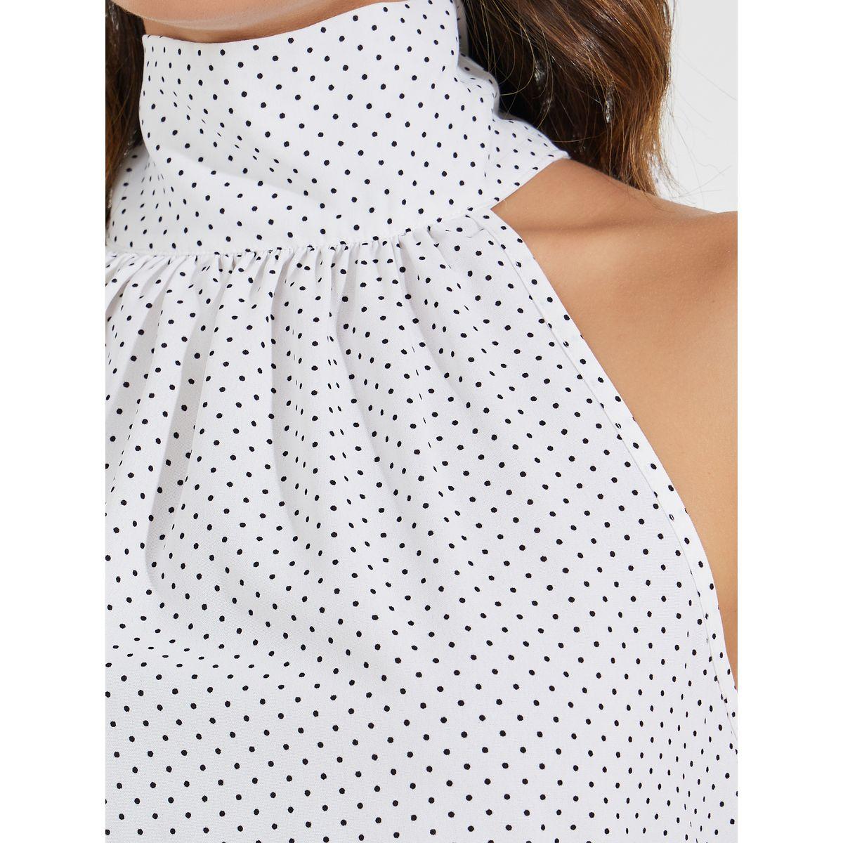 بلوزة مطبعة بنقاط بولكا وياقة هولتر-women-clothing-shirtsandblouses-blouses-image-4