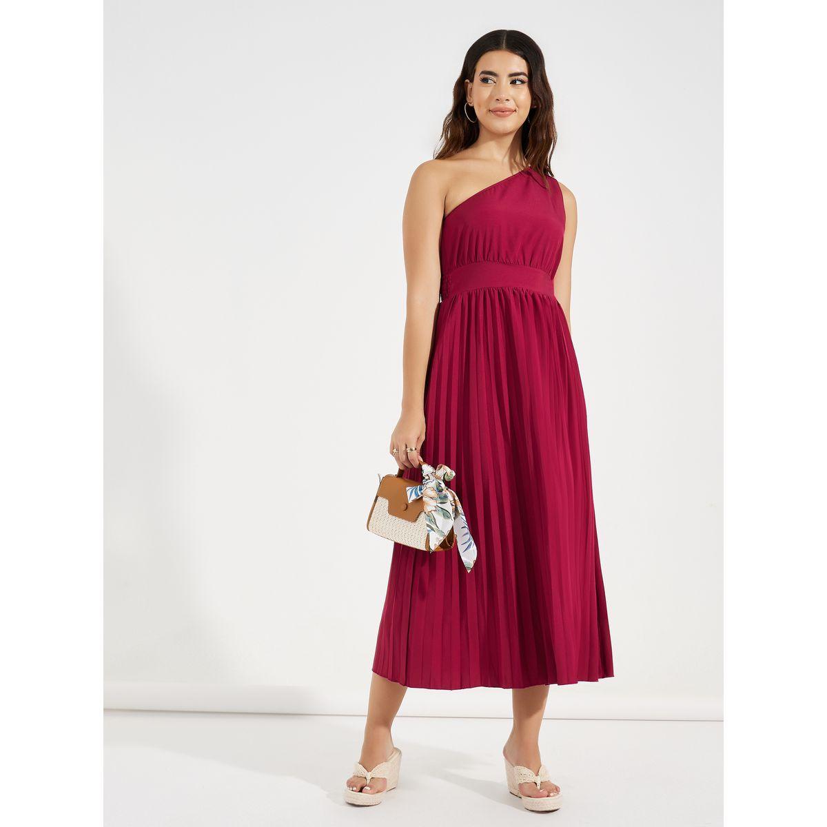 Styli One Shoulder Neck Pleated Midi Dress-women-clothing-dresses-image-1